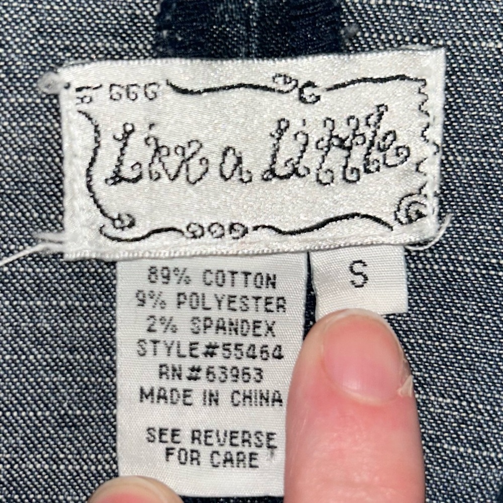 Live A Little Women's Size Small Vintage Dark Wash Blue Denim Jacket - Picture 10 of 11